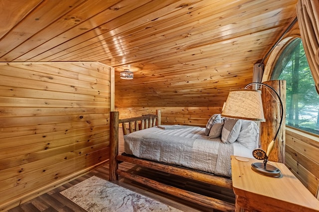 77 Old Covered Bridge Rd, Cherry Log, GA 30522 - bedroom featuring wooden walls, wooden ceiling, and wood finished floors