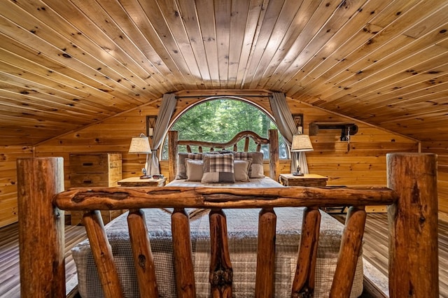 77 Old Covered Bridge Rd, Cherry Log, GA 30522 - unfurnished bedroom with vaulted ceiling, wood walls, and wood ceiling