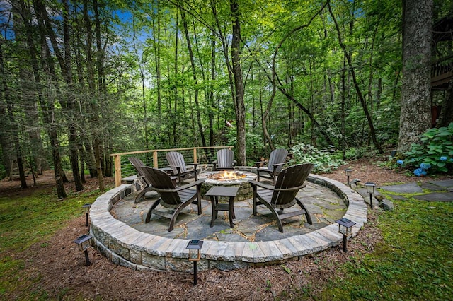 77 Old Covered Bridge Rd, Cherry Log, GA 30522 - view of patio featuring a fire pit