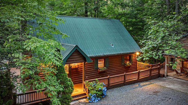 77 Old Covered Bridge Rd, Cherry Log, GA 30522 - view of front of property with a deck and a metal roof