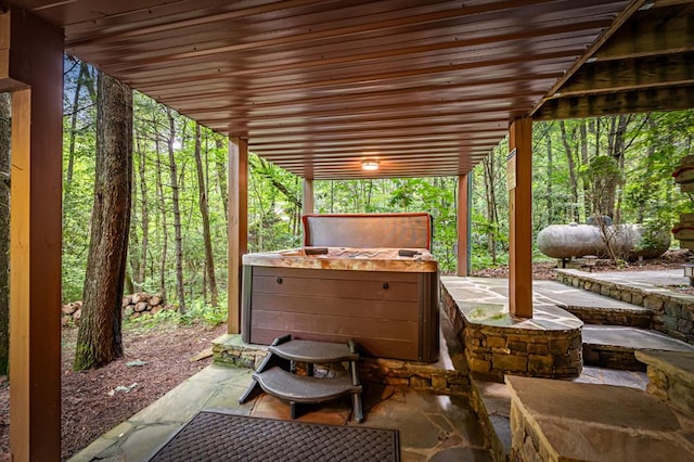 77 Old Covered Bridge Rd, Cherry Log, GA 30522 - view of patio / terrace featuring a hot tub