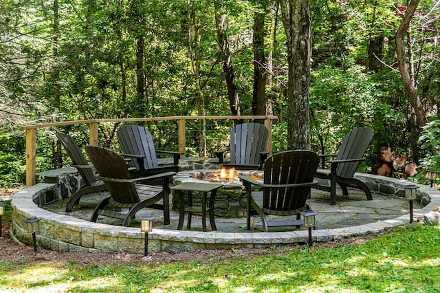 77 Old Covered Bridge Rd, Cherry Log, GA 30522 - view of patio / terrace featuring an outdoor fire pit