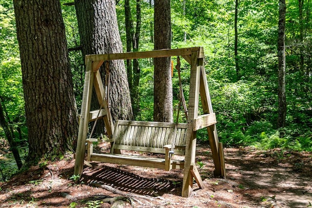 77 Old Covered Bridge Rd, Cherry Log, GA 30522 - wooden terrace featuring a forest view