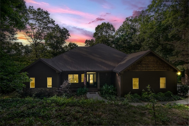 view of front of property with metal roof