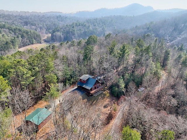 bird's eye view featuring a view of trees