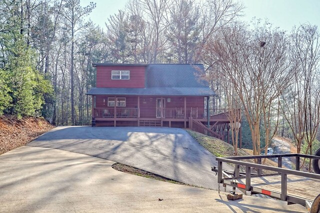 rustic home with covered porch