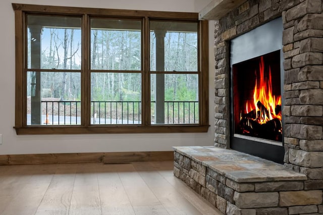 interior space with a fireplace