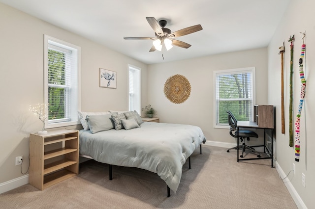 774 Hickory Ridge Dr, Ellijay, GA 30540 - bedroom with a ceiling fan, baseboards, and light colored carpet