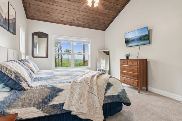 774 Hickory Ridge Dr, Ellijay, GA 30540 - bedroom featuring wooden ceiling, baseboards, carpet, and vaulted ceiling