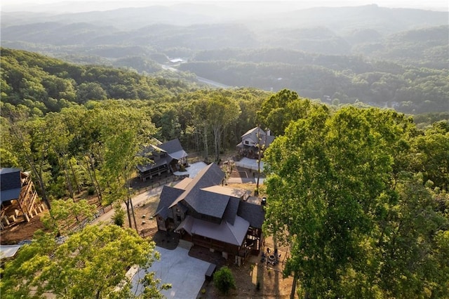 aerial view featuring a forest view