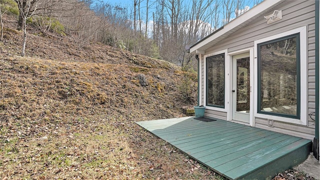 view of yard with a wooden deck