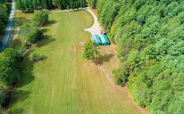 birds eye view of property with a rural view