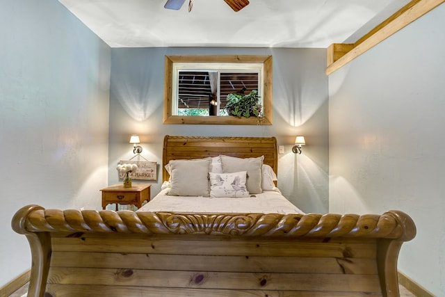 bedroom featuring ceiling fan