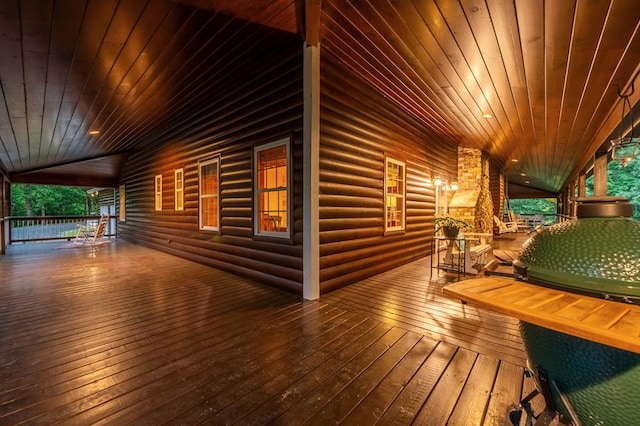 wooden deck with covered porch