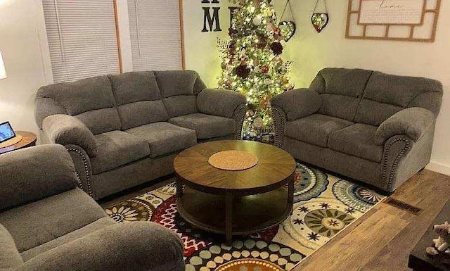 living area with wood finished floors