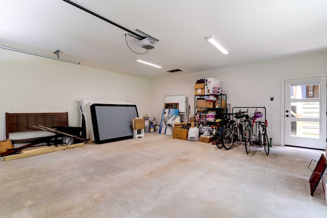 garage with a garage door opener