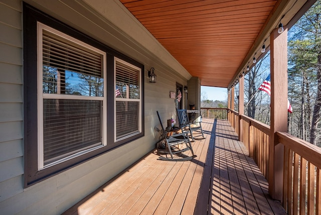 deck with covered porch