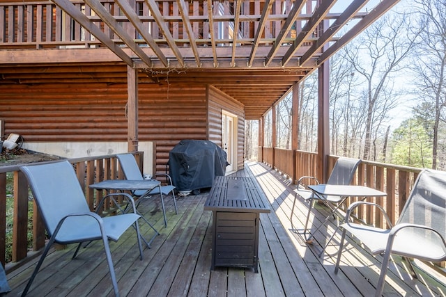 deck with a grill