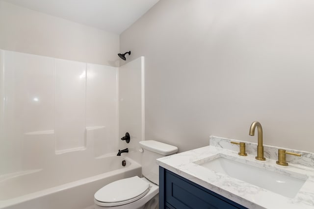 full bathroom with vanity, toilet, and shower / bathtub combination