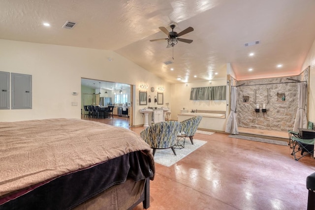 1529 Cedar View Ln, Hiawassee, GA 30546 - bedroom with electric panel and vaulted ceiling