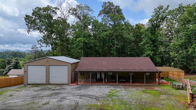 1529 Cedar View Ln, Hiawassee, GA 30546 - view of front of property with a garage, covered porch, and an outdoor structure