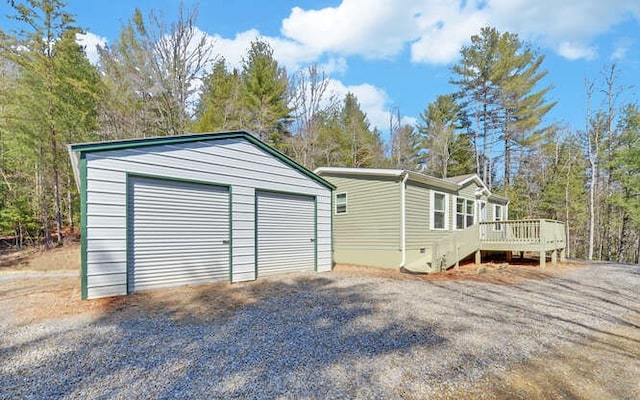 view of detached garage