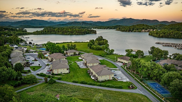 1726 Watercrest Way # B, Young Harris, GA 30582 - aerial view at dusk of a water and mountain view