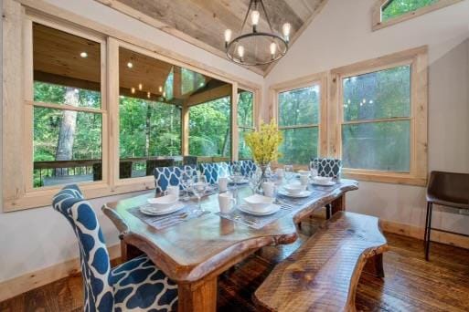 241 Lees Ride, Mccaysville, GA 30555 - sunroom / solarium with lofted ceiling and a chandelier