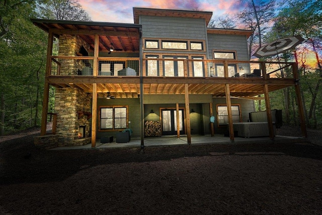 317 River Escape Dr, Ellijay, GA 30540 - back of house featuring a patio area, a balcony, and a wooden deck
