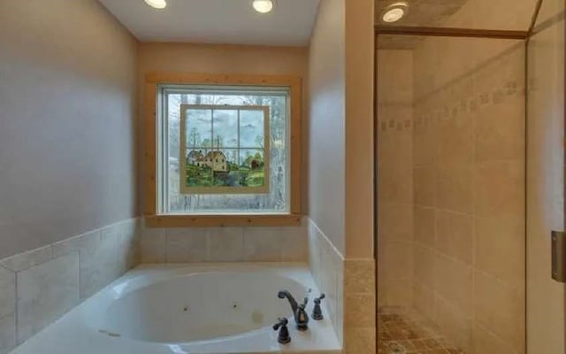 600 Mill Ridge Rd, Hiawassee, GA 30546 - bathroom with a tub with jets and a stall shower