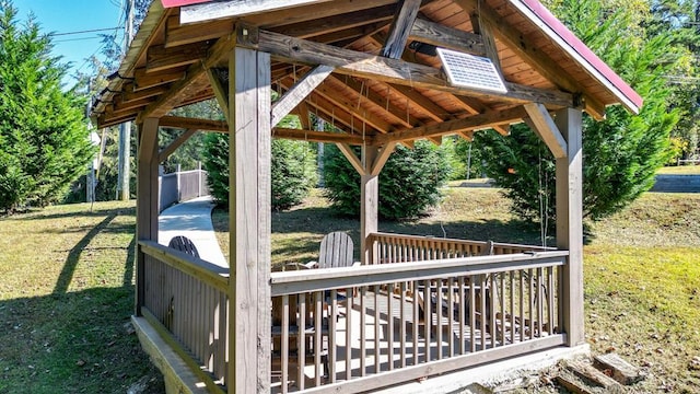 exterior space with a yard and a gazebo