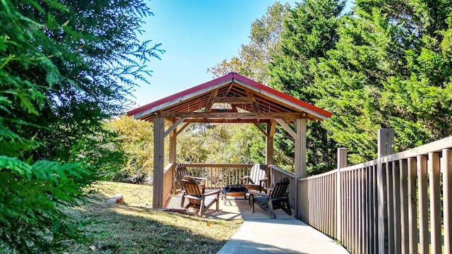 view of patio / terrace featuring a gazebo