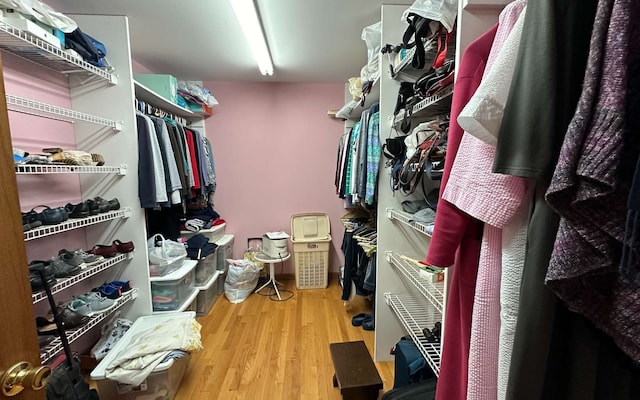 walk in closet featuring hardwood / wood-style floors