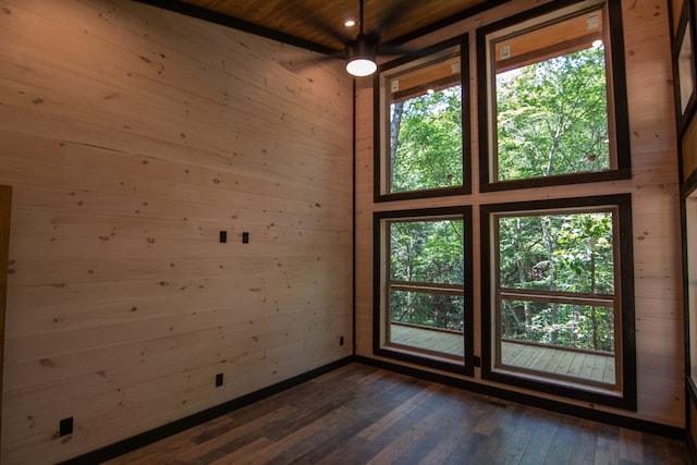 LOT3 Big Crk, Blue Ridge, GA 30513 - spare room featuring wood walls, healthy amount of natural light, dark wood finished floors, and wooden ceiling