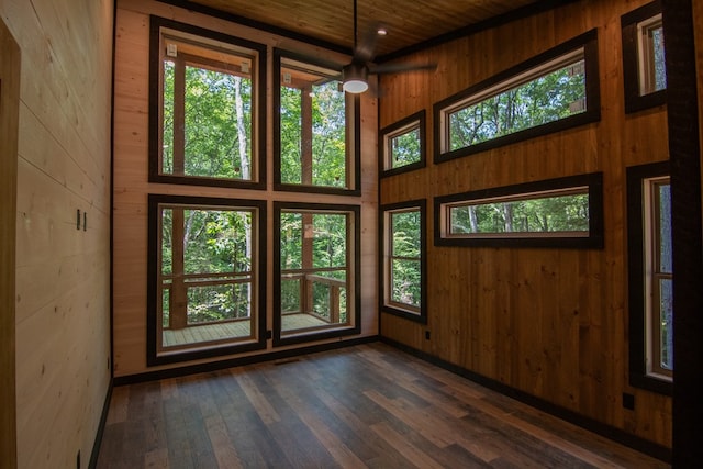 LOT3 Big Crk, Blue Ridge, GA 30513 - spare room featuring wood walls, wood ceiling, and dark wood-style flooring