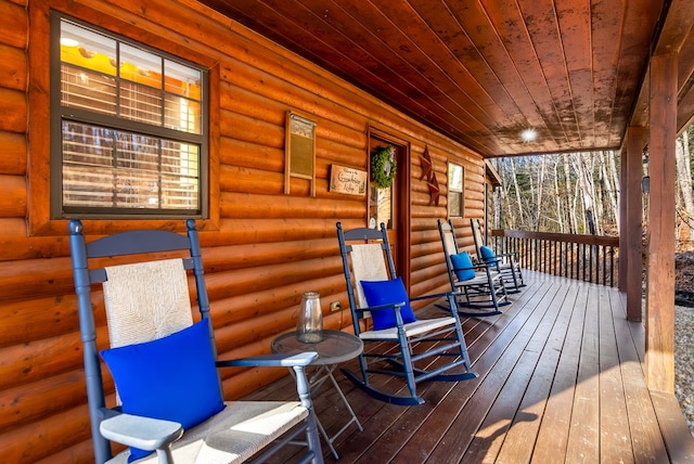 deck with covered porch