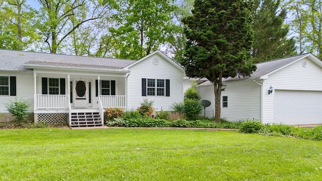 59 Tusquittee Creek Ln, Hayesville, NC 28904 - view of front of property featuring a porch, an attached garage, and a front yard