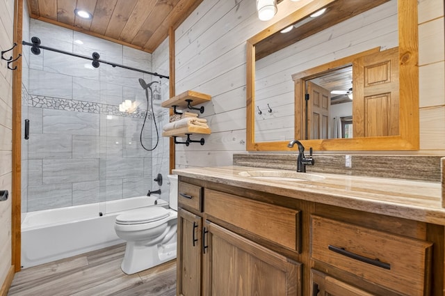 558 Tipton Springs Rd, Morganton, GA 30560 - full bath with vanity, toilet, shower / bathtub combination, wood finished floors, and recessed lighting