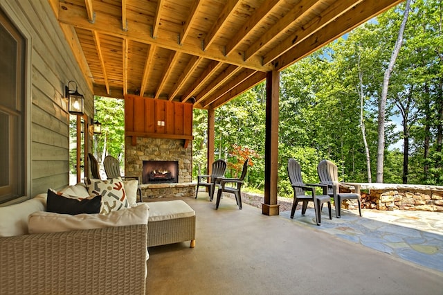 558 Tipton Springs Rd, Morganton, GA 30560 - view of patio / terrace featuring an outdoor stone fireplace