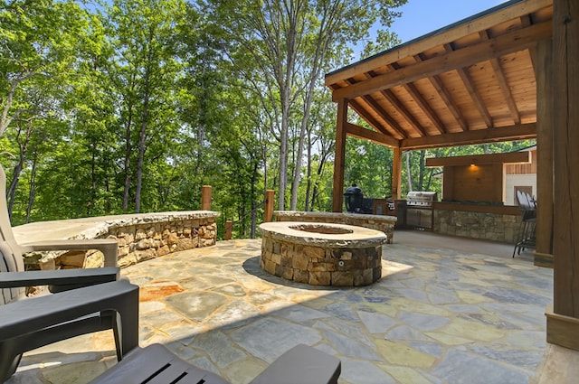 558 Tipton Springs Rd, Morganton, GA 30560 - view of patio featuring an outdoor fire pit