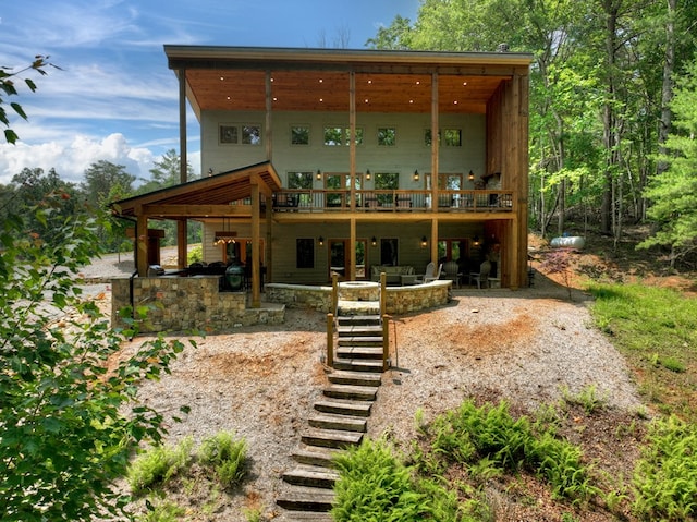 558 Tipton Springs Rd, Morganton, GA 30560 - rear view of property with stairs, a patio area, and a wooden deck