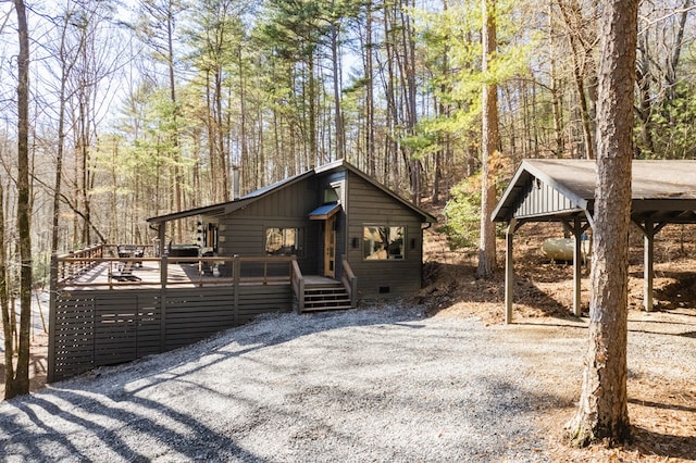 view of front of property with a deck