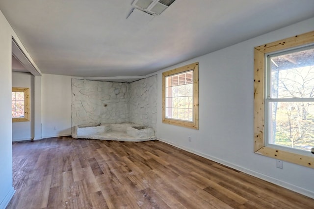 interior space featuring hardwood / wood-style flooring and multiple windows