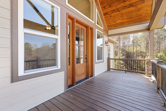 wooden deck with covered porch