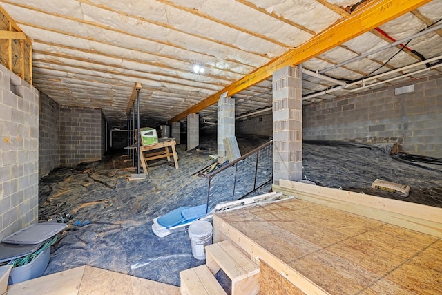 view of unfinished attic