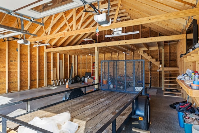 garage with a garage door opener