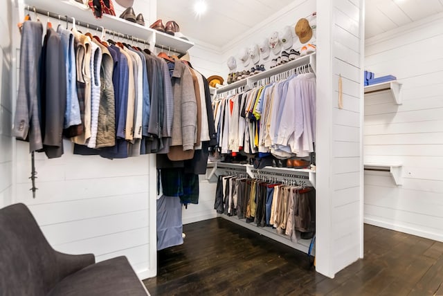 walk in closet featuring wood-type flooring