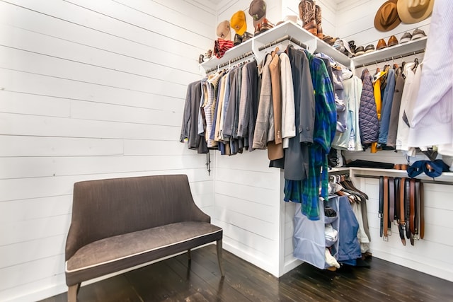 walk in closet featuring hardwood / wood-style flooring