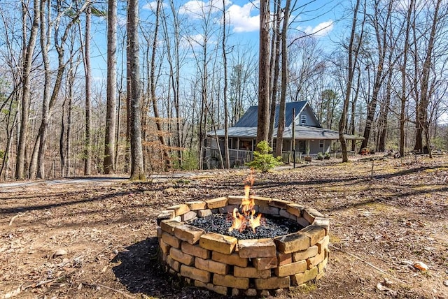 1575 Old Burnt Mountain Rd, Jasper, GA 30143 - view of yard with an outdoor fire pit