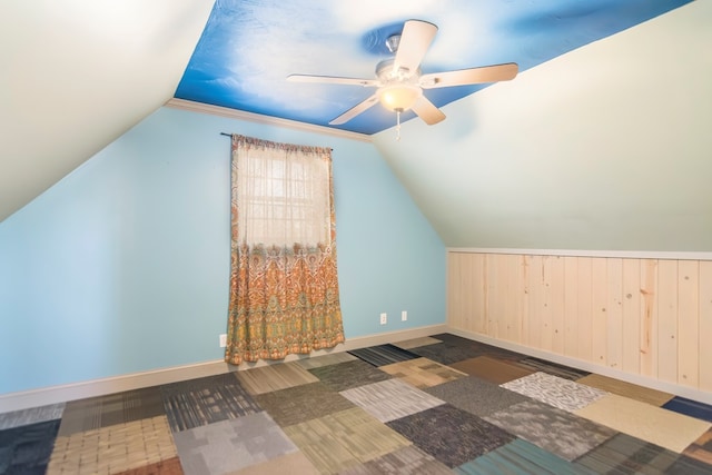 1575 Old Burnt Mountain Rd, Jasper, GA 30143 - bonus room with baseboards, a ceiling fan, vaulted ceiling, and wood finished floors